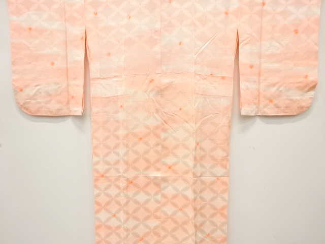 絞り　七宝模様織り出し　暈し単衣長襦袢